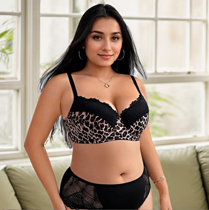 

Новый большой бюстгальтер с большой чашкой размера плюс, сексуальный, толстый, ММ, закрытый, пара, грудь, женское нижнее белье, бюстгальтер с леопардовым принтом 105D чёрный