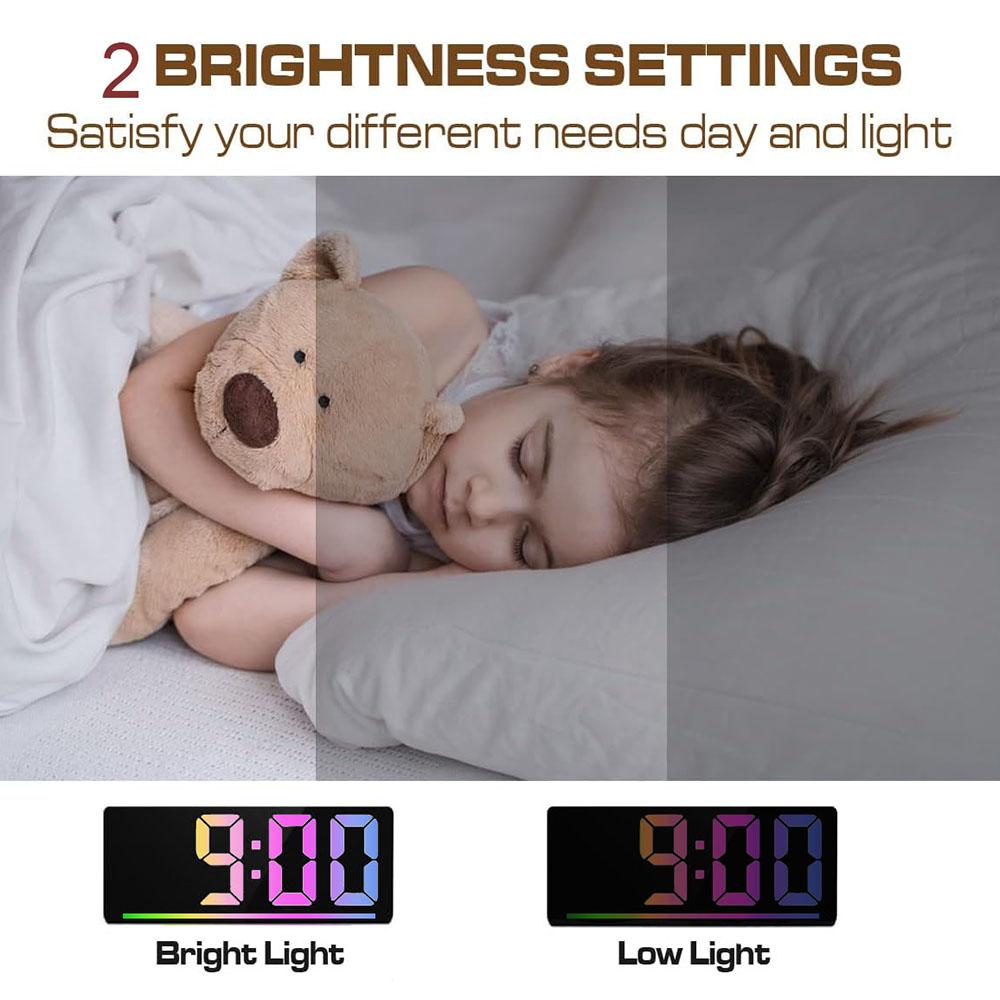 Colorful LED Digital Desk Clock with Large Display Alarm Temperature Night Light for Home Office Christmas Décor