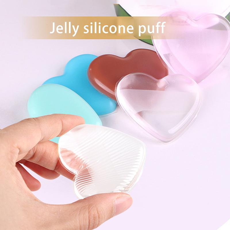 1Pcs Heart Soft Silicone Gel Powder Puff Sponge For Cosmetic Face Foundation Bb Cream No Powder Eating Powder Makeup Tools