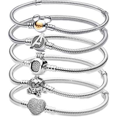 Bestseller 925er Sterlingsilber herzförmige Krone Schlangenknochen-Kette, perfekt für das originale DlY-Armband! Geburtstags-Fa für Damen