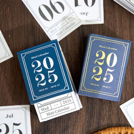 2025 Desk Calendar Mini Book Shape Compact Portable Retro Calendar Thick Paper