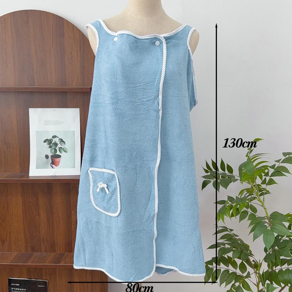 130x80CM Shower Skirt Soft Absorbent Fast Drying Coral Fleece Sling Bath Skirt Multi-function Women Chest Wrap Wearable Towel