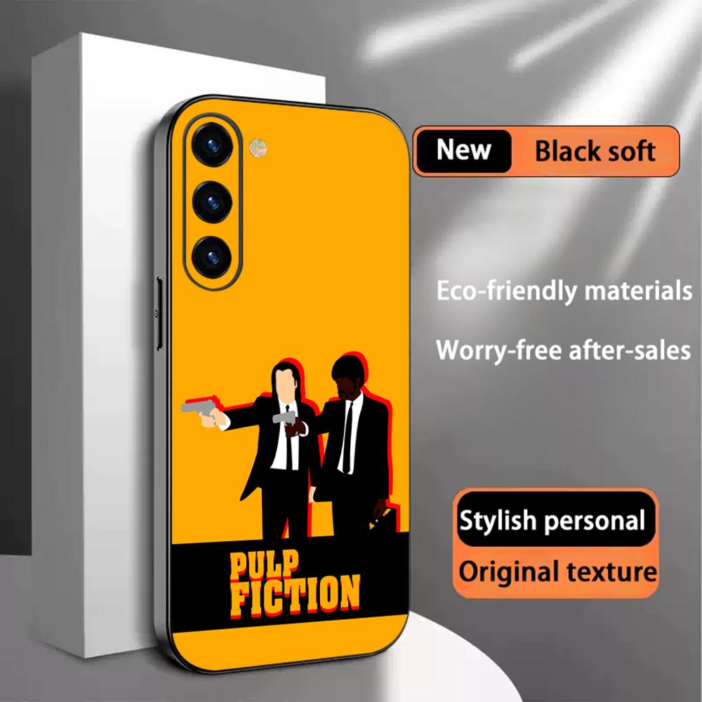 Classic Movies Pulp Fictions Poster Phone Case For Samsung Galaxy S26 S25 S24 S23 S22 S21 Plus Ultra Note20 Soft Black