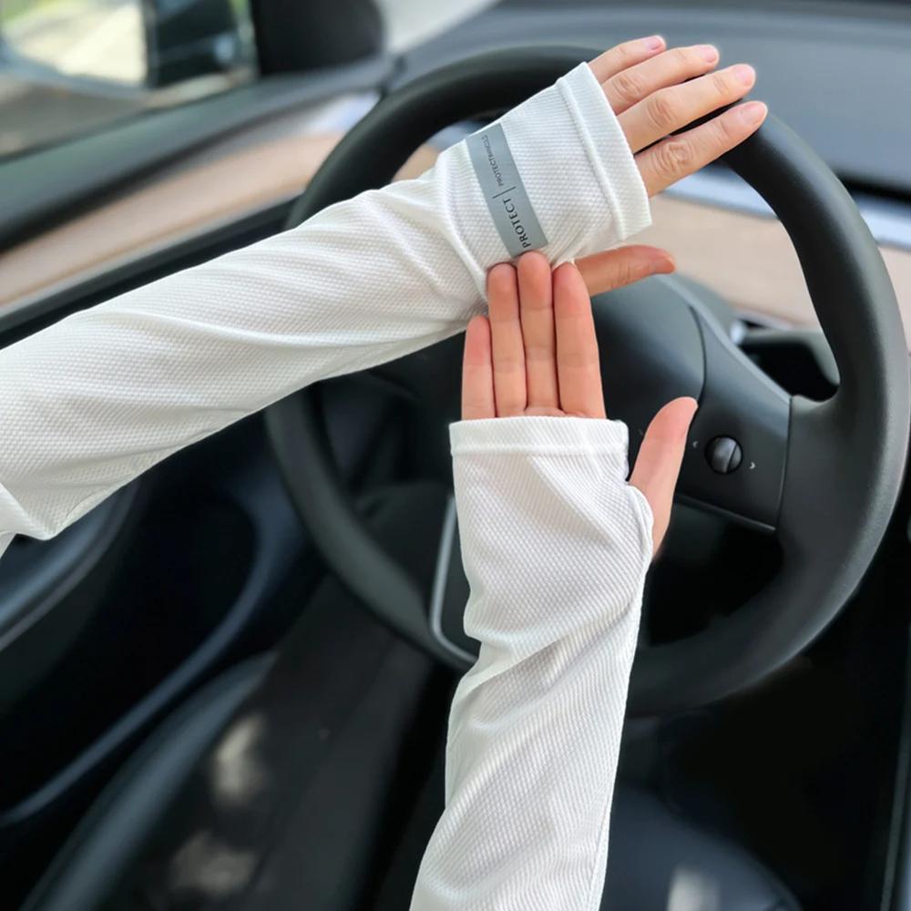UV Protection Ice Sleeves Men Women Summer Sun Protection Arm Sleeves Outdoor Cycling Driving Arm Sleeves Gloves Sweat Absorbent