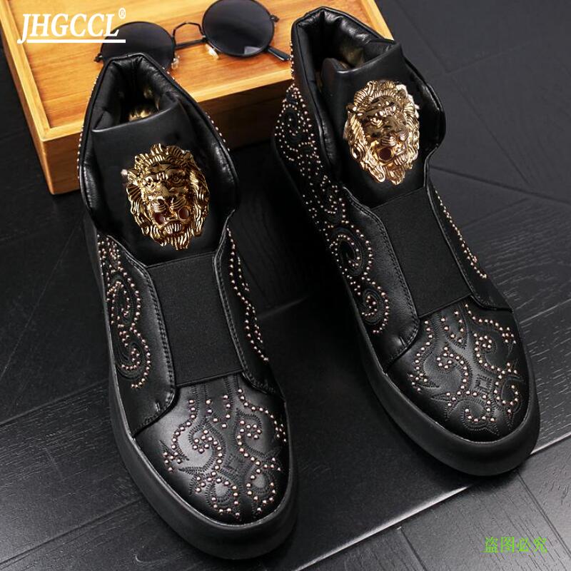 Fashion Luxury Designer Fashion Rivets Trend Men's Shoes FI At Casual Shoes Platform Ankle Boot Sneakers  Zapatos Hombre A26