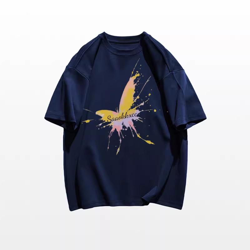 Women's Loose Fit White Cotton Shoulder T-Shirt - Summer 2025 American Style