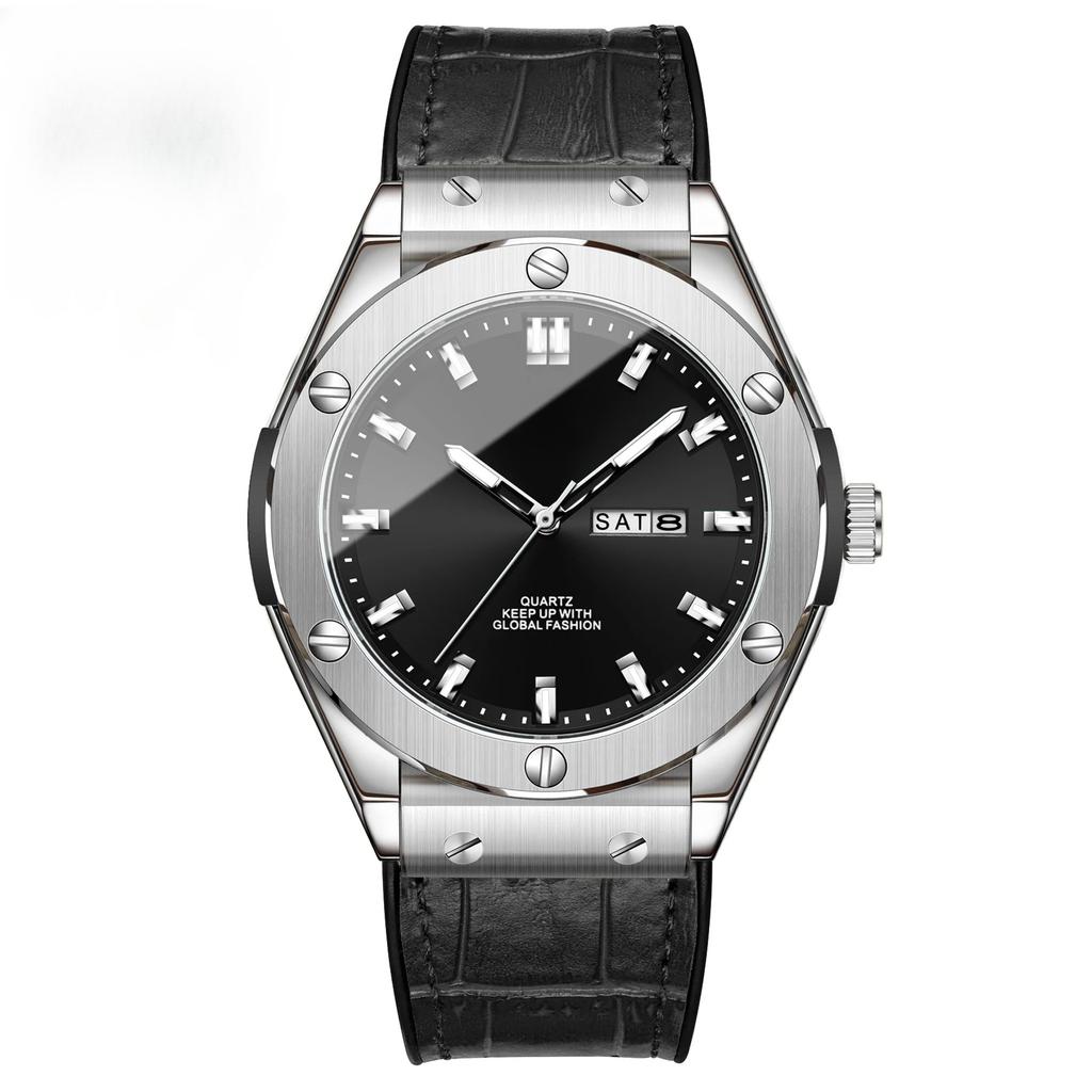 Business Watch Waterproof Luminous Date Calendar Function Men's Stainless Steel Quartz Wristatch