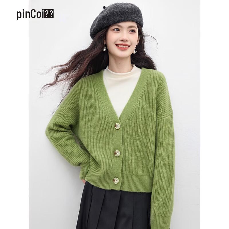 PinCai Women s V-Neck Long Sleeve Knitted Cardigan M