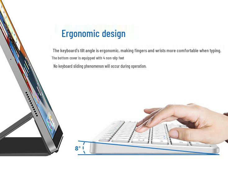 Silent Wireless Bluetooth Keyboard for iPad and Samsung S8 Tablets