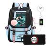 Two-dimensional Peripheral Day Man Ghost Extinguishing Backpack Pencil Bag Large Capacity Student Leisure Schoolbag with USB Port