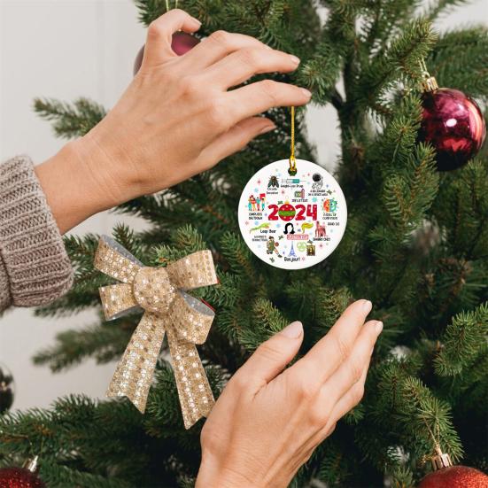 

Обзор года Yousheng 2024 Рождественские украшения Праздничные знаменательные события Украшения Круглый акриловый сувенир Рождественская елка Подвесной кулон A