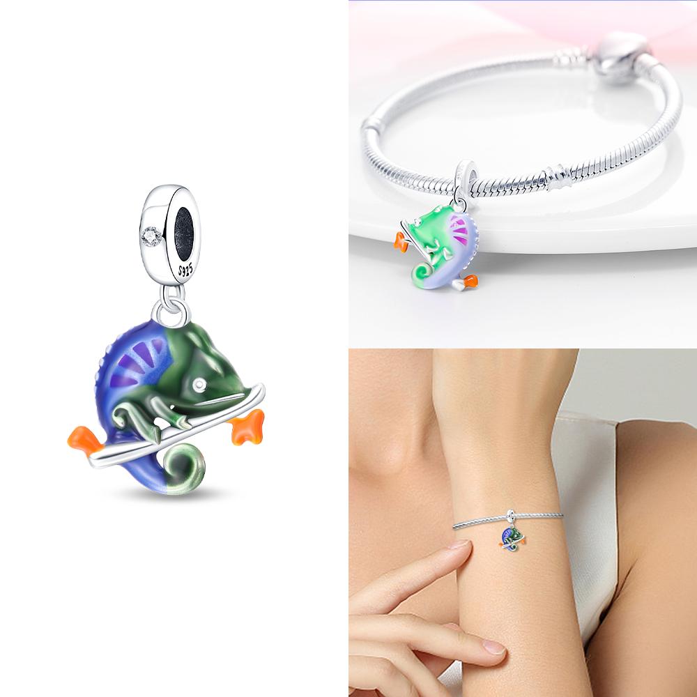 copper Authentic Certified Cute Rabbit Elephant Chameleon Animal Bead Compatible With Bracelets Diy Women Bag Charm Material
