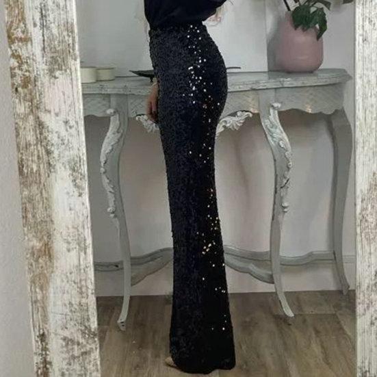 Dámské Flitry Dlouhé kalhoty Vysoký pas Slim Fit Lesklé kalhoty Jednobarevné Elastické rozšířené kalhoty Streetwear