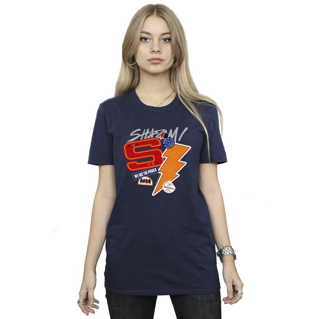 DC Comics Womens/Ladies Shazam Fury Of The Gods Sticker Spam Cotton Boyfriend T-Shirt