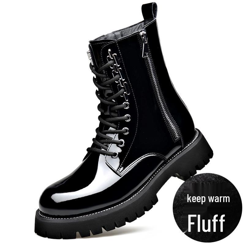

Men s Trendy High-Top Genuine Leather Chelsea Boots - Lightweight Martin Style with Thick Sole and Side Zipper for Autumn/Winter 38