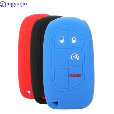 Jingyuqin Étui de clé de voiture à distance en silicone pour Dodge Journey Charger pour Jeep Renegade Grand Cherokee pour Chrysler 200 300 Clé intelligente