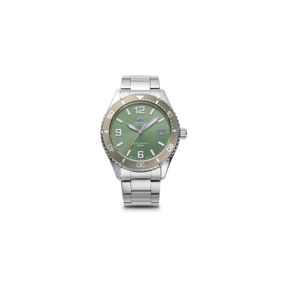 Orient Mako Solar Powered Men s Watch Green with Domestic Manufacturer Warranty RN-WJ0001E