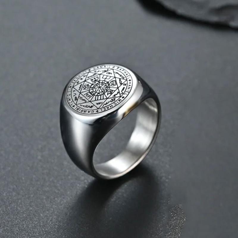 

YILUOCD Печать Семи Архангелов Кольца для Мужчин Кольцо Ключ Соломона Каббала Талисман Амулет Нержавеющая Сталь Мужские Украшения 11