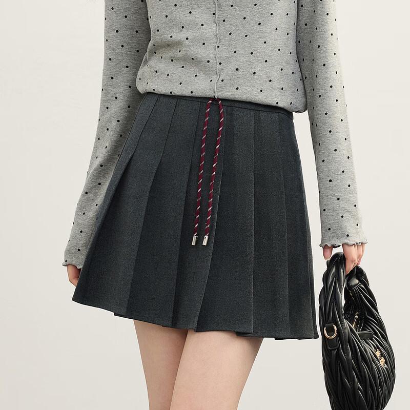 

Women s MIU-Style High-Waist Pleated A-Line Mini Skirt L