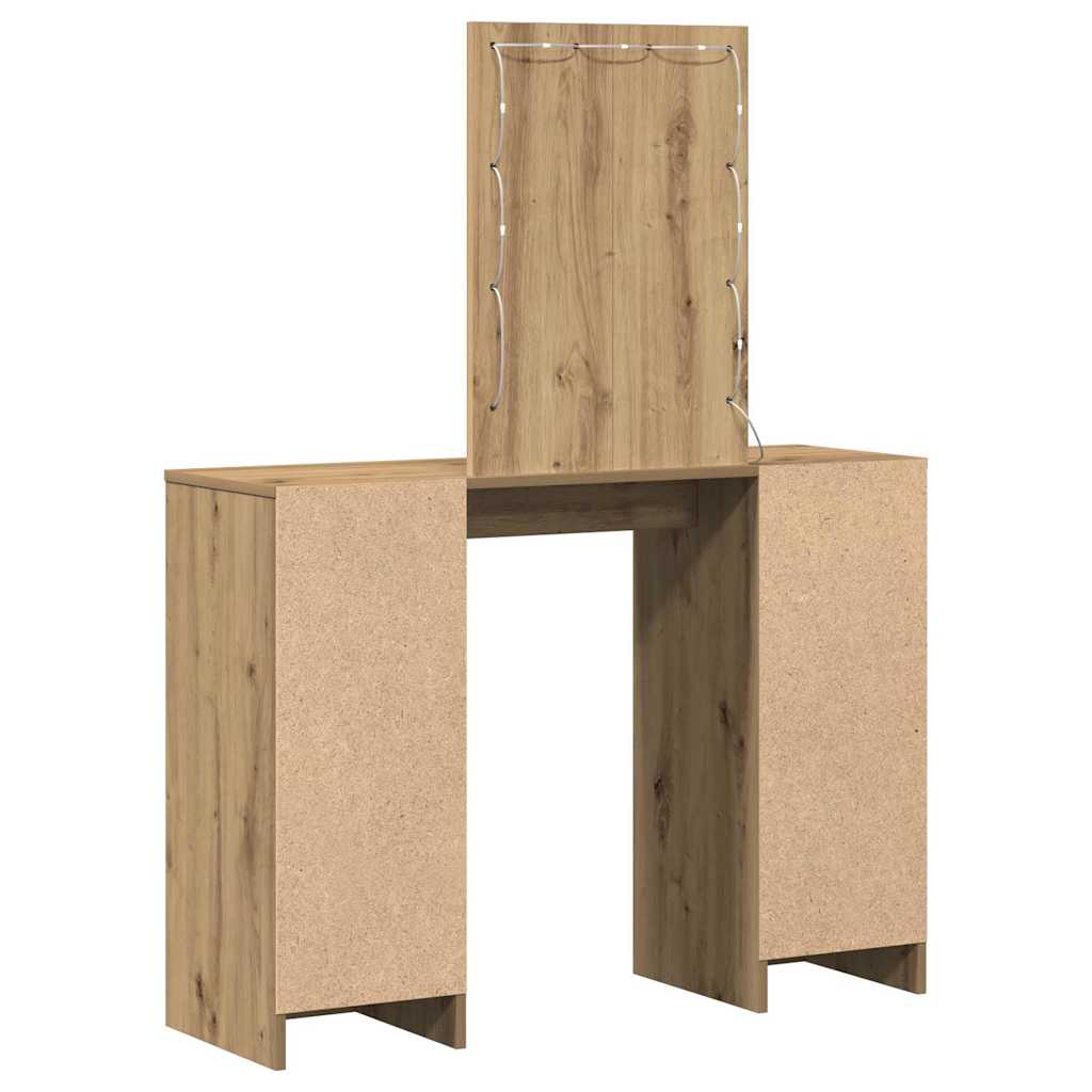 Makeup Table with Storage Brown 102 X 33 X 135 Cm Engineered Wood