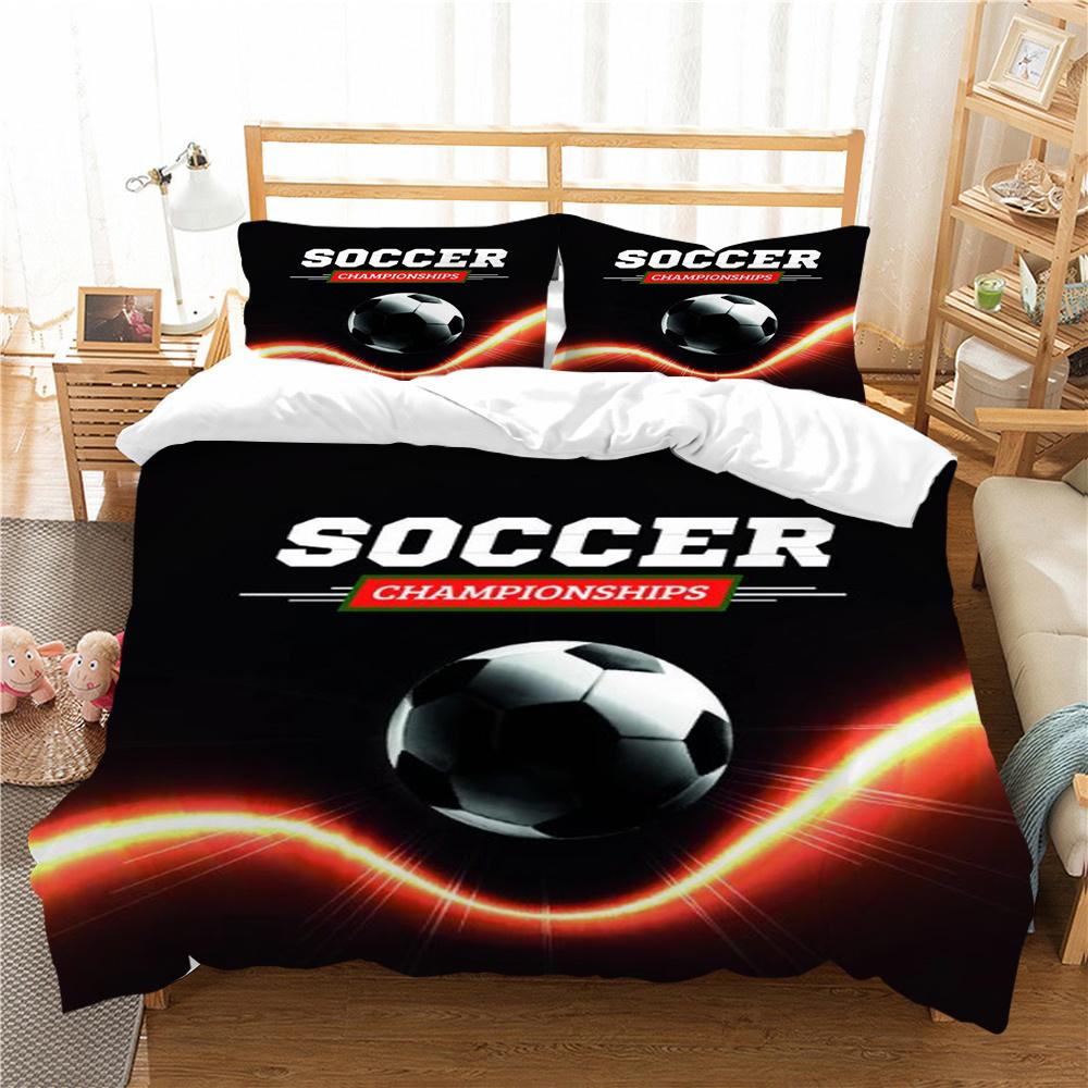 Venta caliente Juegos de fundas de cama Fútbol Textiles para el hogar Juego de funda de edredón de cama Funda nórdica 3D Ropa de cama cómoda Funda de edredón de microfibra