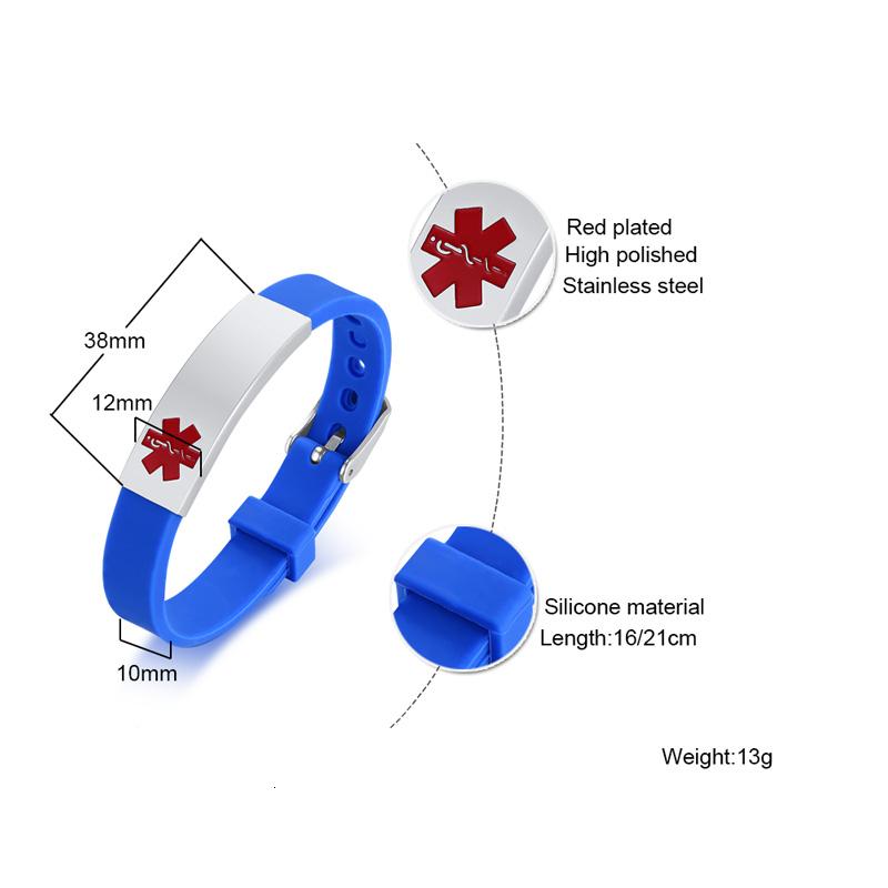 Medical Alert ID Bracelet for Men Women Personalized Diabete ICE Silicone Wristband Type 2 Custom Engraved
