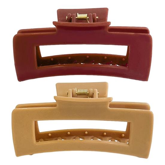 2Pcs Women Hair Claws Non-Slip Safe Grip Square Frosting Hair