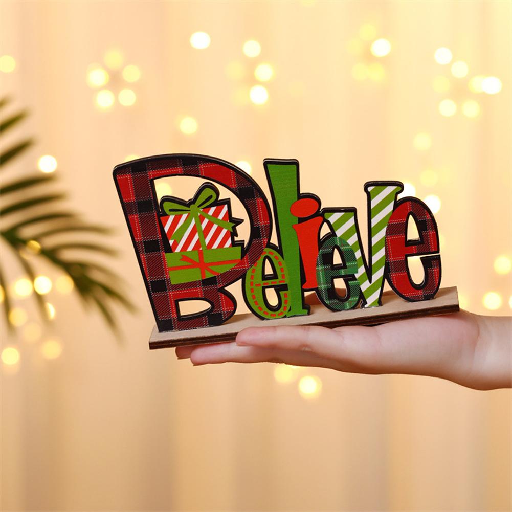 Christmas Colorful Wooden Desktop  Ornaments Letters Santa Creative Decor For Home Indoor Desktop Decoration