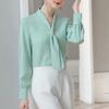 Women Spring Autumn Blouses Shirts Lady Casual Long Sleeve Bow Tie Collar Blusas Tops