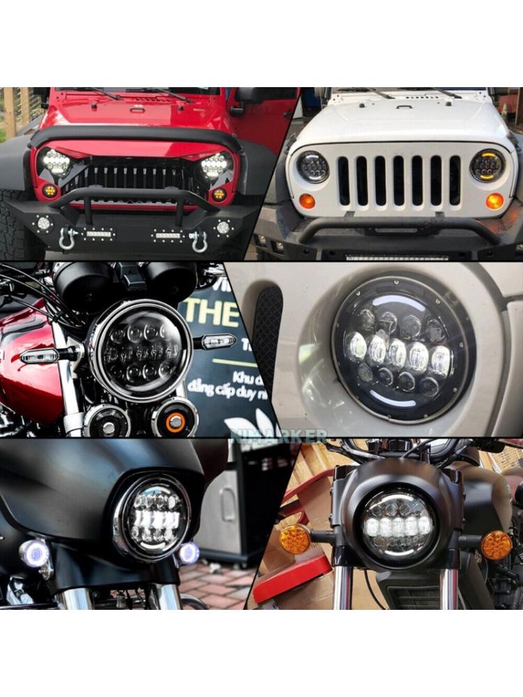 Universal 7'' Round LED Headlight for LJ 1997-2018 SUV Car Fog Light LED Headlights ith /Lo Beam DRL Eye