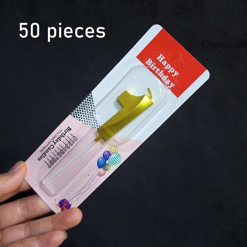 50pcs/lot Wholesale Gilding Number 0-9 Sweet Birthday Cake Candles Bulk Sales Cakes Decorating Supplies for Home Decor
