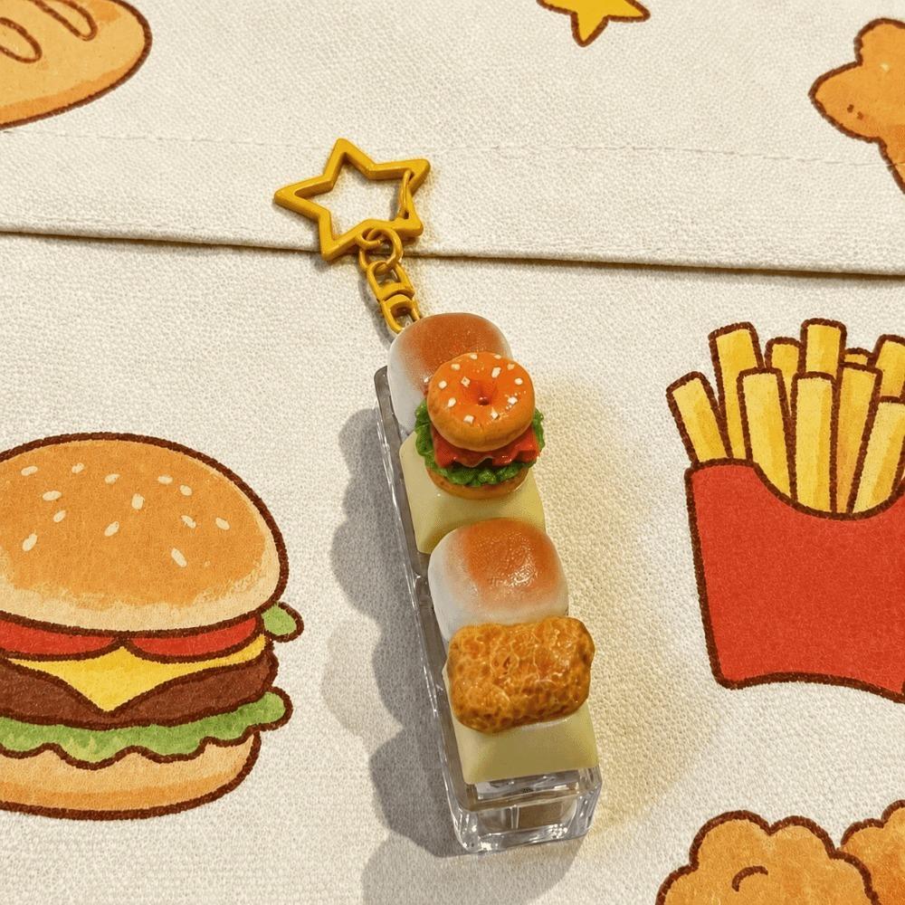 Bread Keycap Anti-stress Toy Pendant Finger Button Fidget Keychain Decompression Gift Chicken Nuggets