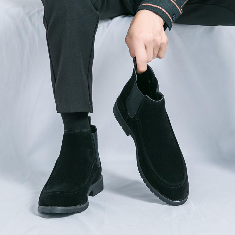 Fashion High End Brand Men's Chelsea Boots Thick Soled High Top Formal Shoes Versatile for Banquets Commuting Men's Leather Casual Shoes