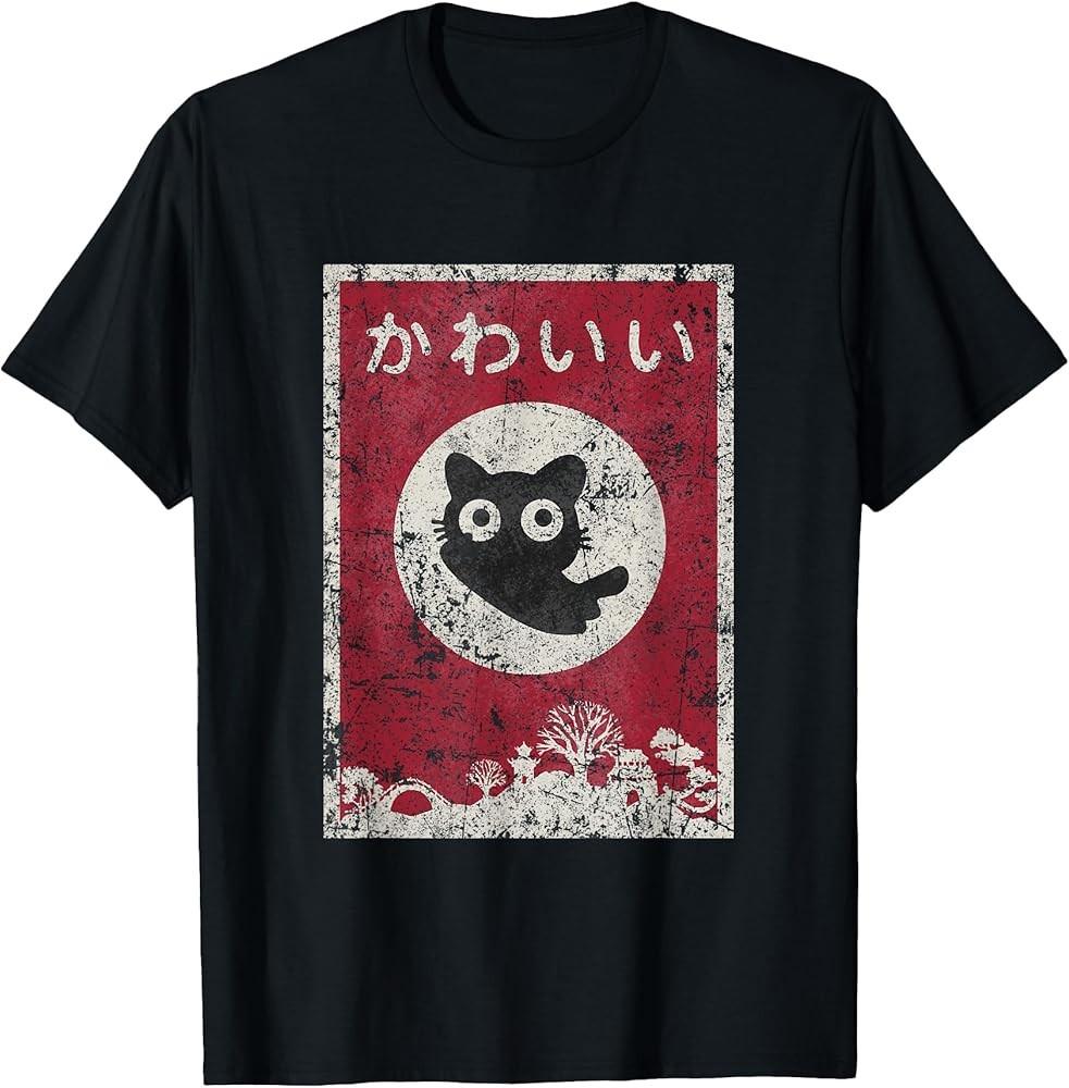 

Kawaii cat Japanese black anime cat TShirt Unisex T-Shirt XXXL