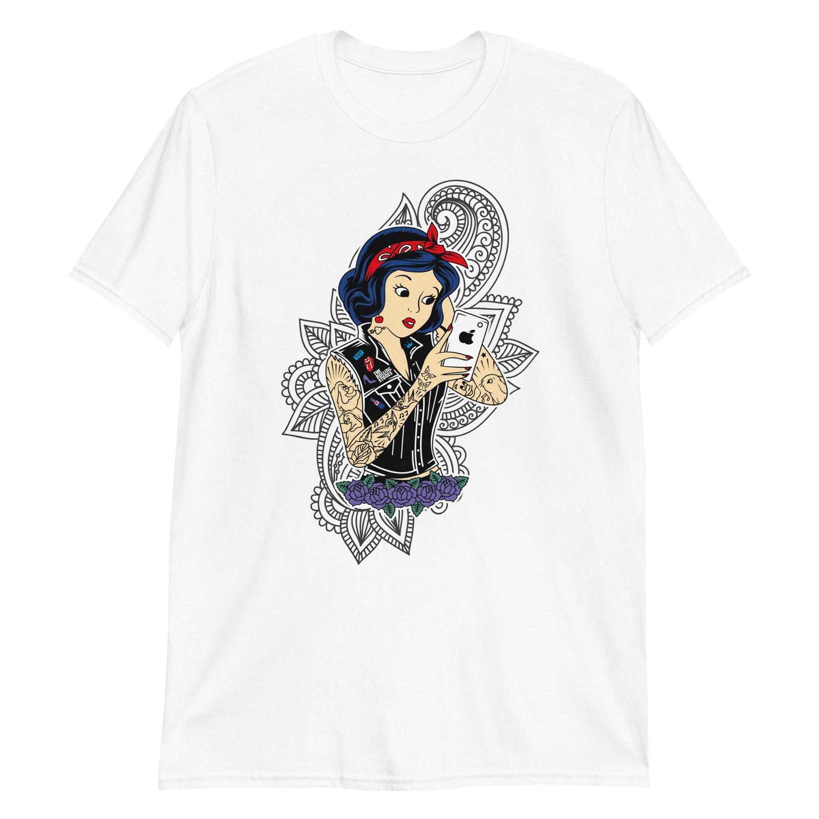 

Rock Snow Unisex 100% Cotton T-shirt Mens Tees Top Punk Gothic Woman Punk Grunge Character Cartoon Emo M