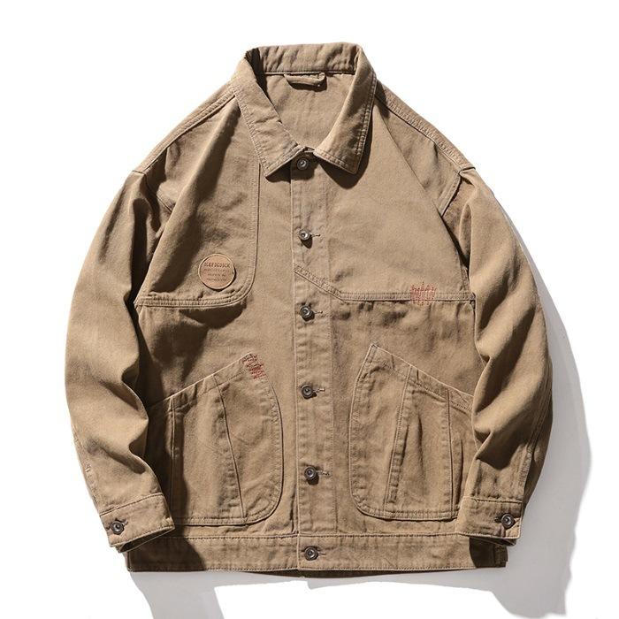 

Spring New Men s Top American Retro Heavy Work Jacket Men s Pure Cotton Jacket M