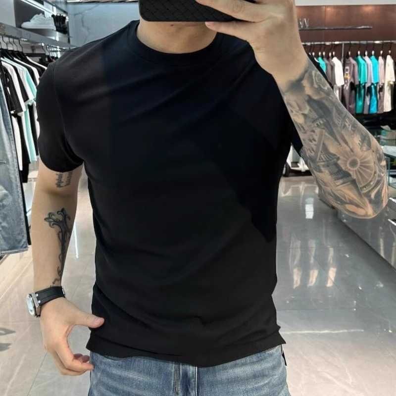 Short Sleeve T-shirt Men's Trendy Brand Handsome Slim Fit Pure Cotton Casual Half Sleeve T-shirt