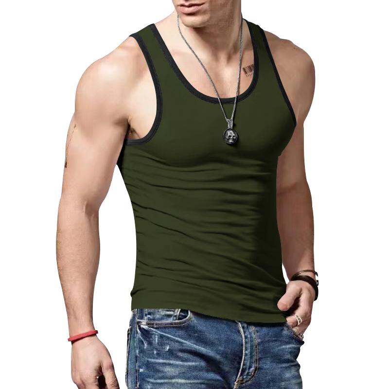 Summer Round Neck 3D Color Blocking Printed Top Fashionable Casual Sleeveless Men's Tank Tops