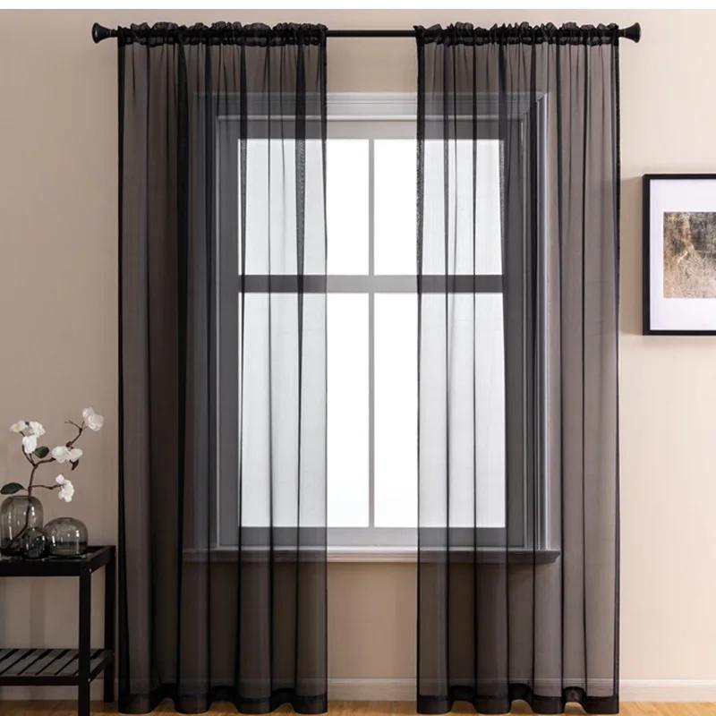 Light Sheer Voile Curtains with Rod Pocket Semi-Transparent Window Drapes for Bedroom Living Room Dining Room Light Transmittance Lace Curtains