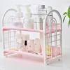 2-Tier Hollow Out Desktop Storage Rack | Retro Style Plastic Organizer Shelf For Kitchen/Bathroom/Office