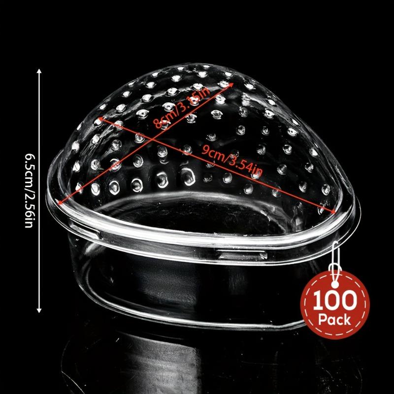 50/100pcs Strawberry Dessert Packaging Box Disposable Cute Dessert Boxes Flip Lids Durable PET Plastic Freezer-Safe Dessert Box