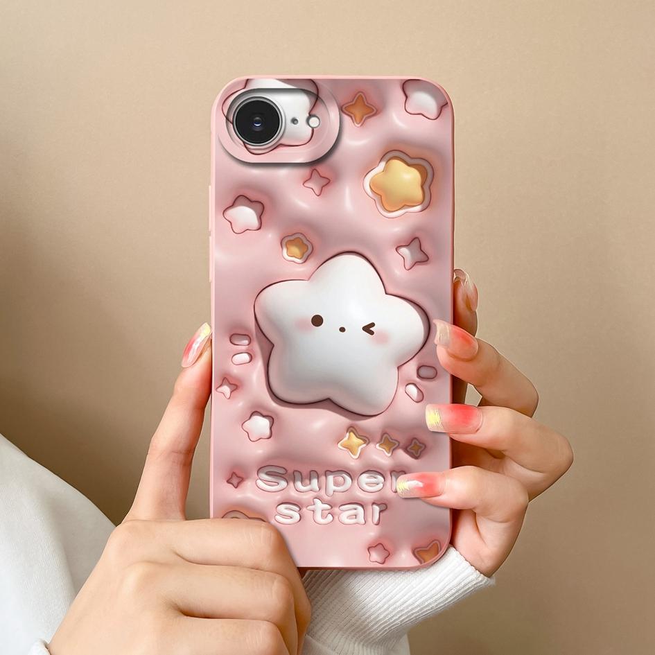 Cute Lucky Girl Phone Case For Apple iPhone 16e Soft Liquid Silicone High Quality Anti Drop Durable Anti Slip Protective Shell For Apple Bumper Covers
