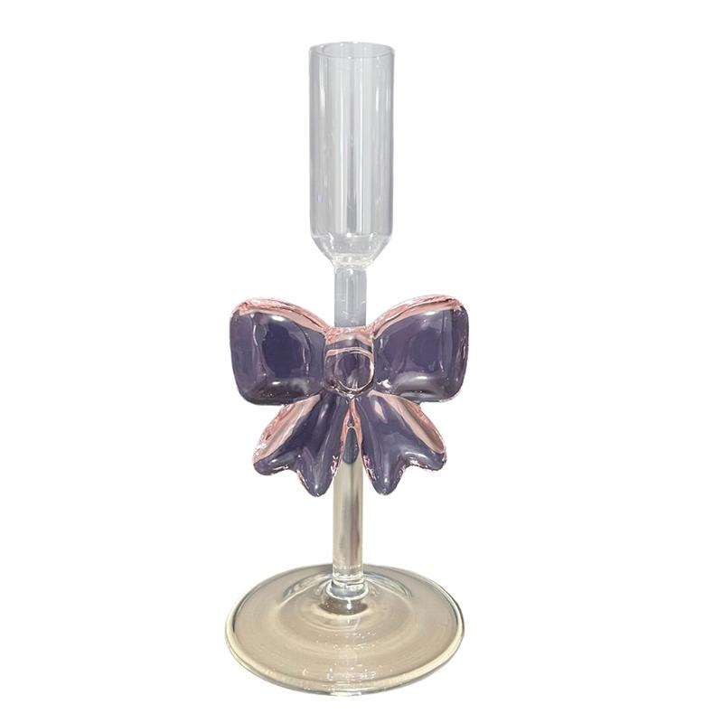 

1Pieces Light Luxury Pink Large Bow Glass Cup Heat-resistant Glasses Goblet Champagne Bow Handle Glass Cup Outdoor Tableware