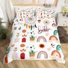 Cartoon Rainbow Sun Bedding Set For Girls Kids Bedroom Decor Comforter Cover Kawaii Art Duvet Cover Polyester Comforter Cover