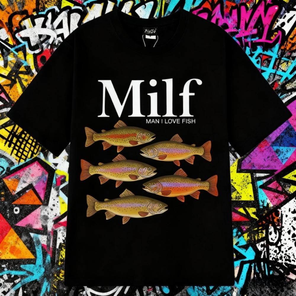 2025 Summer Man I Love Fish Funny Meme TShirt Men Women Vintage 100 Cotton Printed Harajuku Hiphop Tshirts Breathable Tops