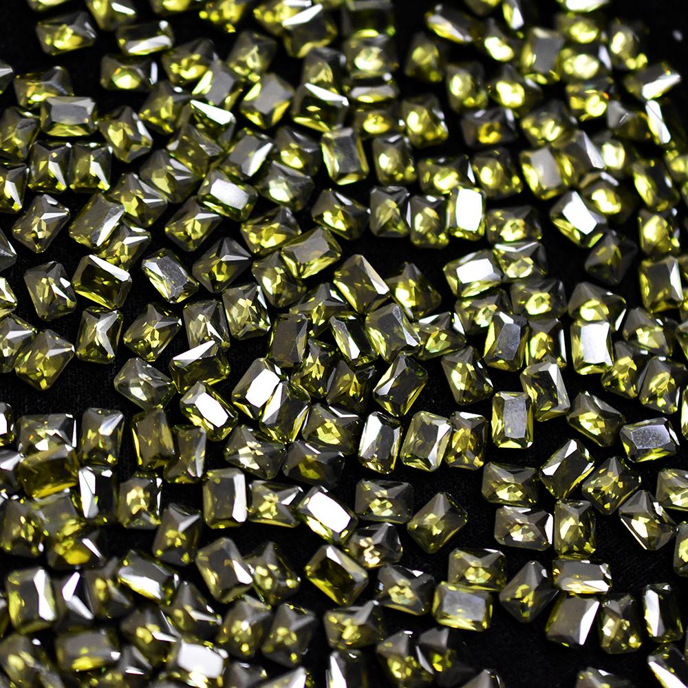 Lot Natural Green Sapphire 10.8ct Emerald Cut 7x5mm Certified Loose Gemstones