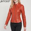 BITCED Autumn Slim-Fit Women's Leather Jacket Slim-Fit Outerwear Leather Clothing for Women
