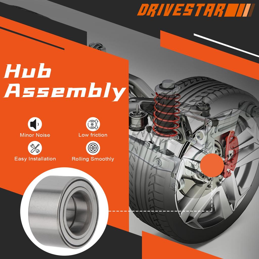 DRIVESTAR 510056 Front Wheel Hub Bearings 2000-2011 Ford Focus 2011-2013 Mazda 2,2011 2012 2013 Ford Fiesta (Pair)