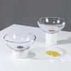Creative Circular High Footed Glass Tray, Fruit Tray, White Marble Decorative Tray, Dessert Bowl, Kitchen Storage Container