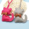 New PU Leather Kitten Bag Charm with Bow Cute Cartoon Animal Cat Pendant for Women's Handbags Small Gift